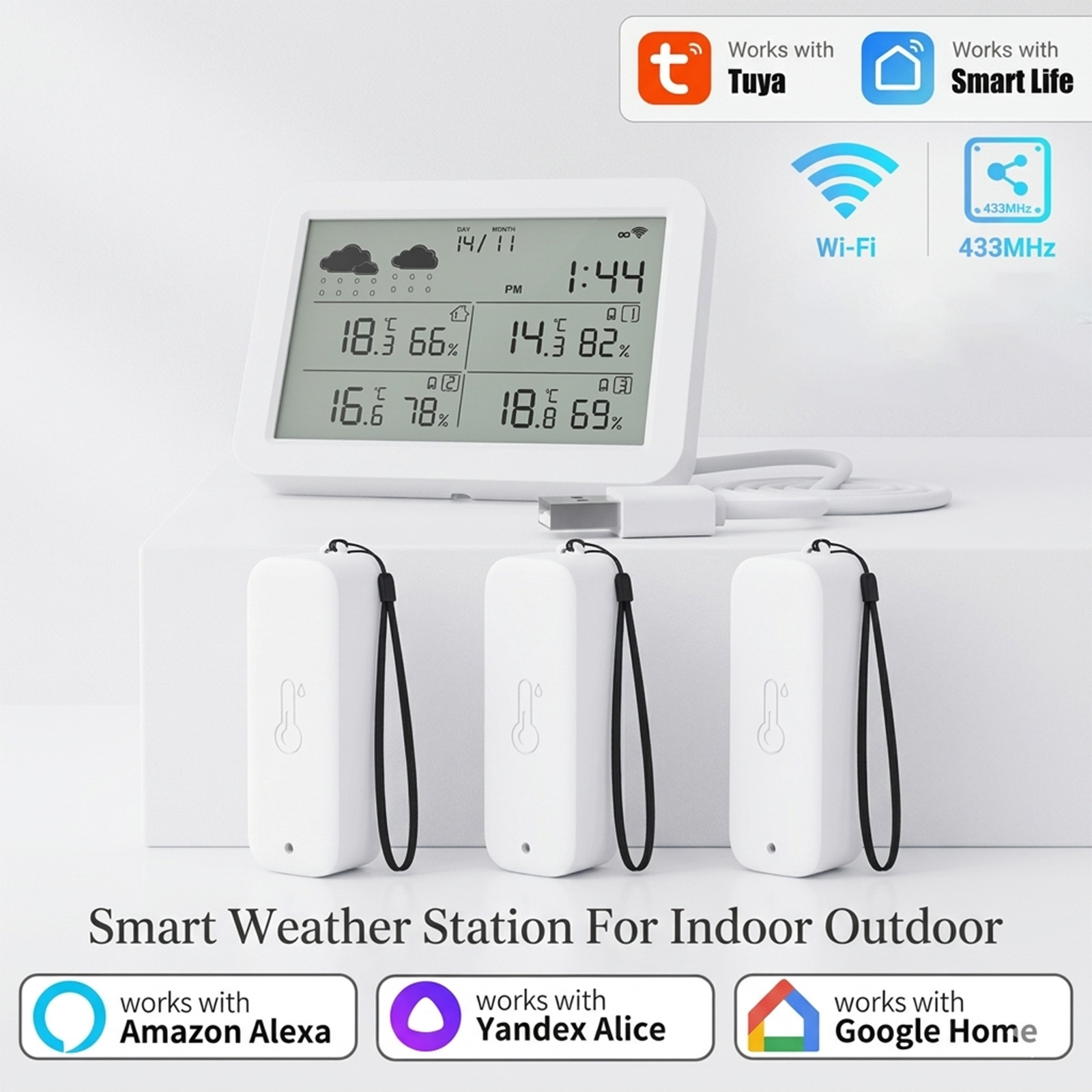 Weather Station Indoor - Tuya WiFi+RF433 Weather Station, Smart Home
